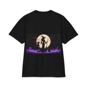 Black with white chest snip Great Dane Her Familiars, up to 7x, Heavy T Shirt, Cat, Witch Silhouette Moon T‑Shirt — Halloween