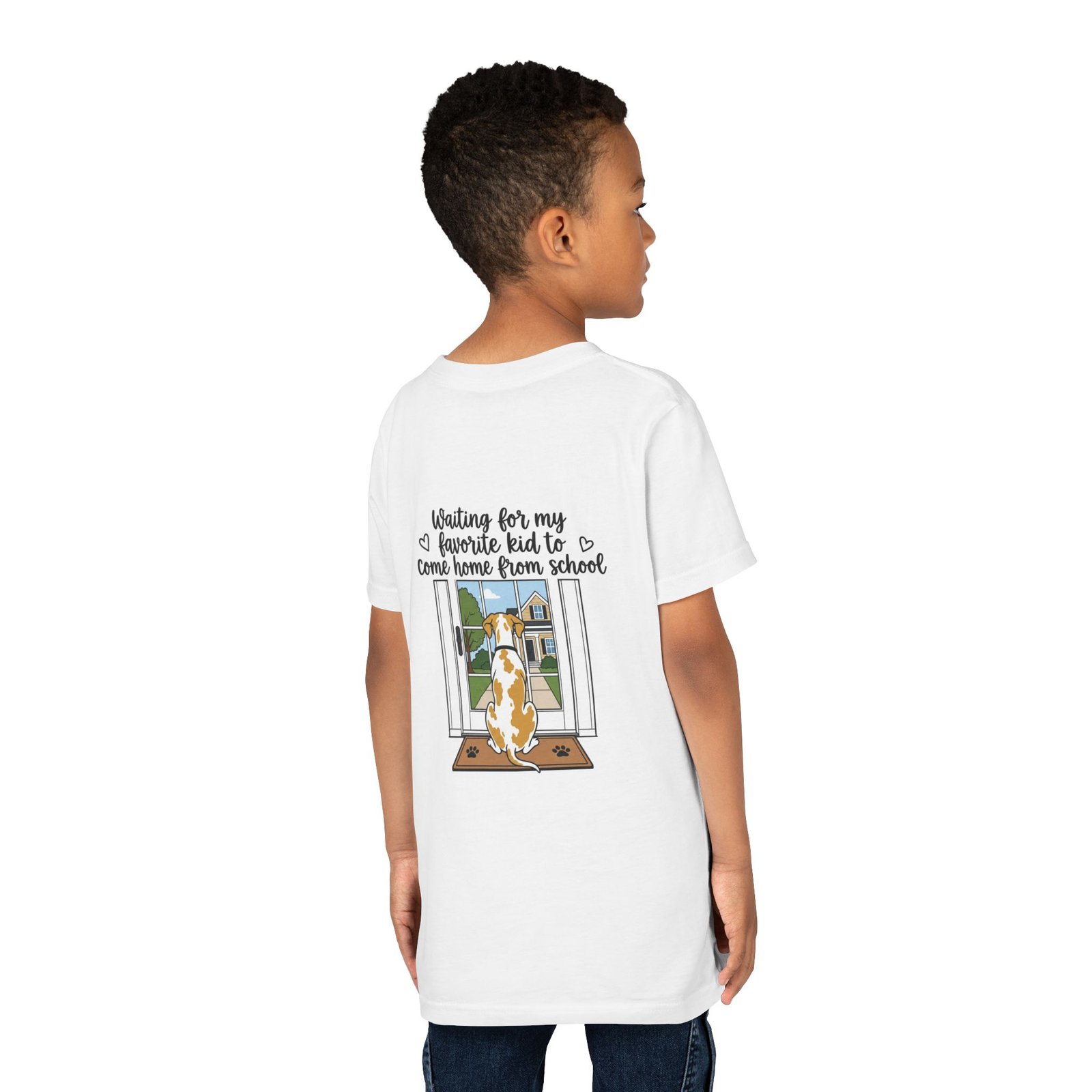 Youth Tee – Fawnequin Great Dane "Waiting for My Favorite Kid to Come Home from School" Back-Print Kids T-Shirt - Image 4