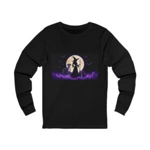 Blue Brindle with White Chest Great Dane, Black Cat, Long Sleeve Tee (Up to 2x) — Her Familiars