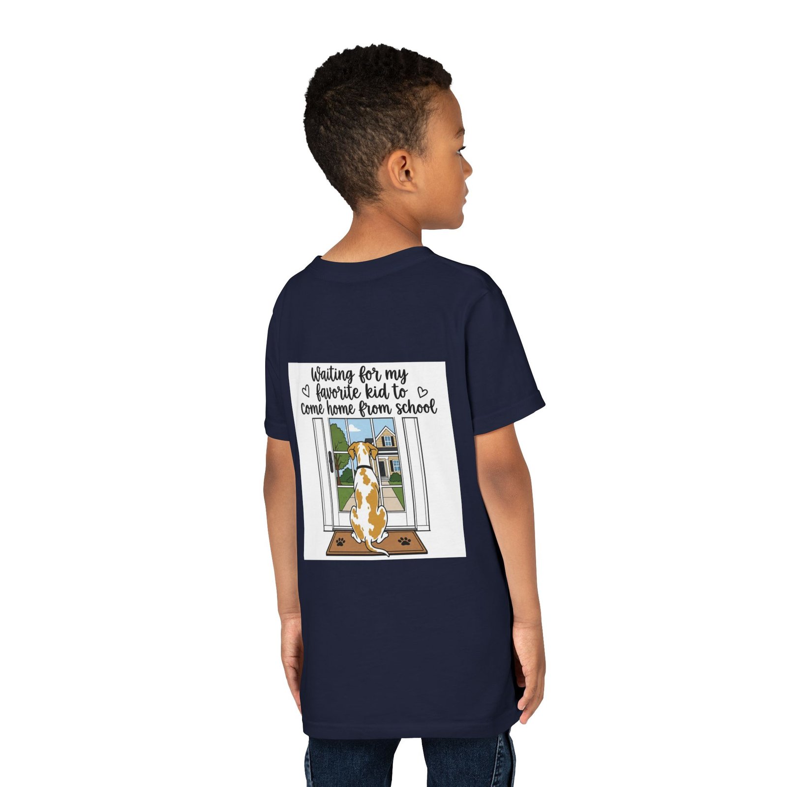 Youth Tee – Fawnequin Great Dane "Waiting for My Favorite Kid to Come Home from School" Back-Print Kids T-Shirt - Image 10