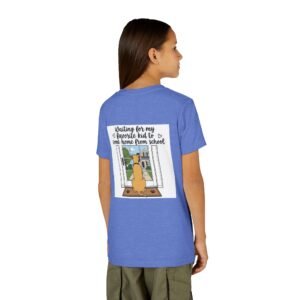 Youth Tee – Fawn Great Dane "Waiting for My Favorite Kid to Come Home from School"  Back-Print Kids T-Shirt