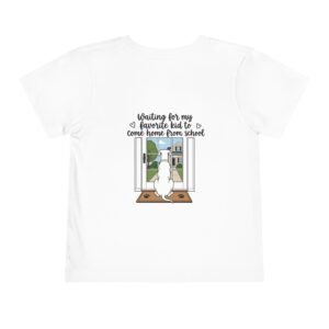 Toddler Tee –White Great Dane "Waiting for My Favorite Kid to Come Home From School" Dog Window Graphic