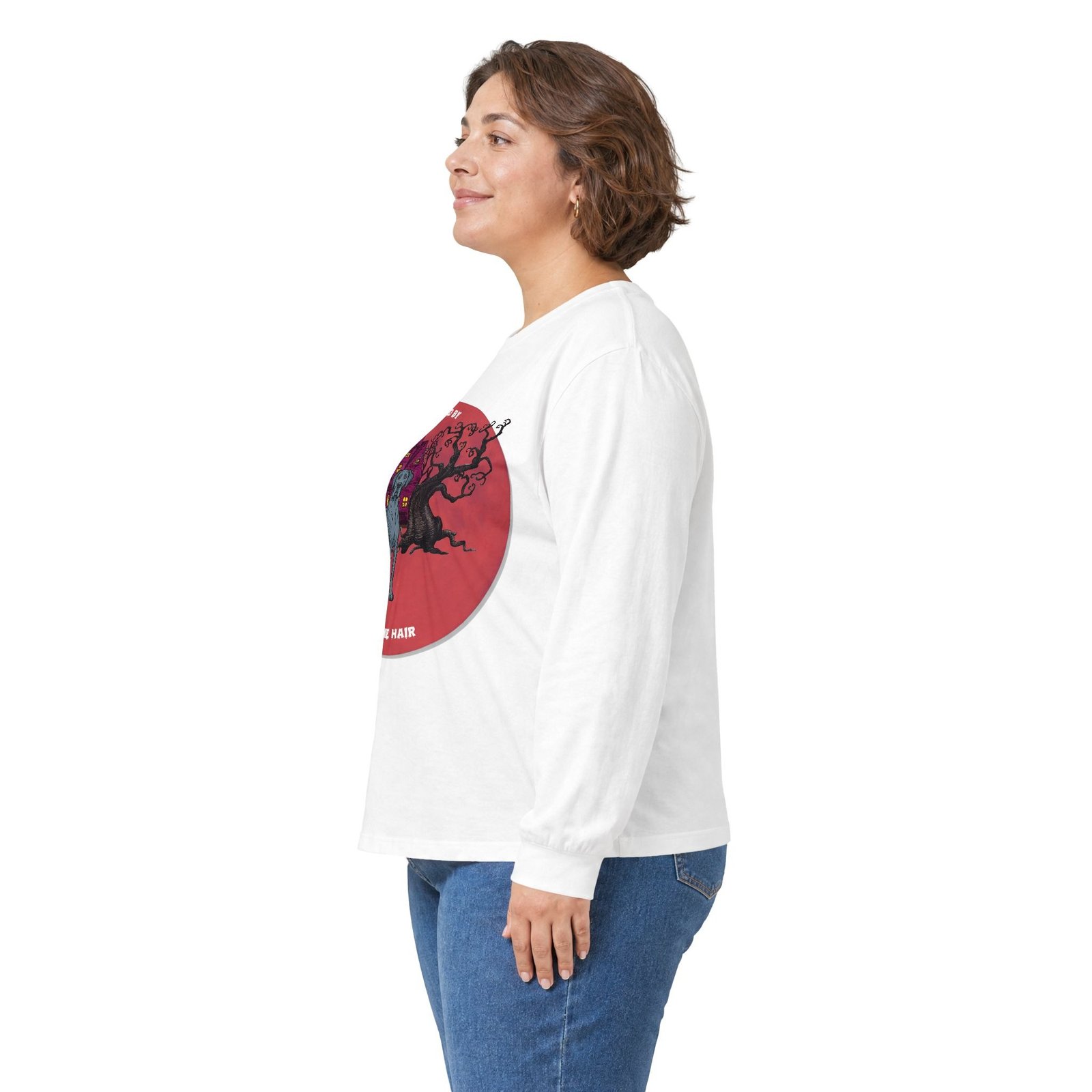 Blue Brindle Great Dane up to 5xl - Haunted by Dane Hair Unisex Long Sleeve Tee - Image 8