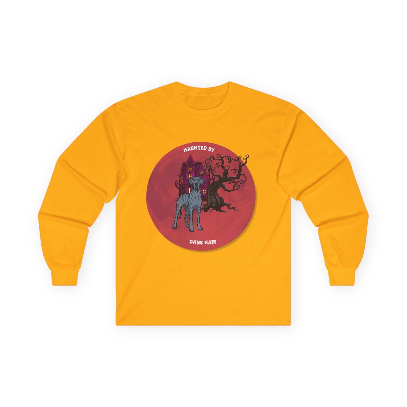 Blue Brindle Great Dane up to 5xl - Haunted by Dane Hair Unisex Long Sleeve Tee