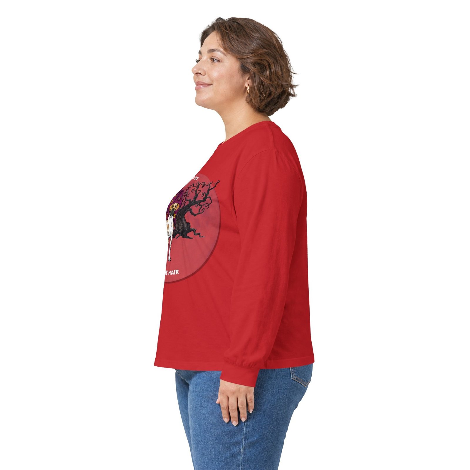 Fawnequin Great Dane up to 5xl - Haunted by Dane Hair Unisex Long Sleeve Tee - Image 68
