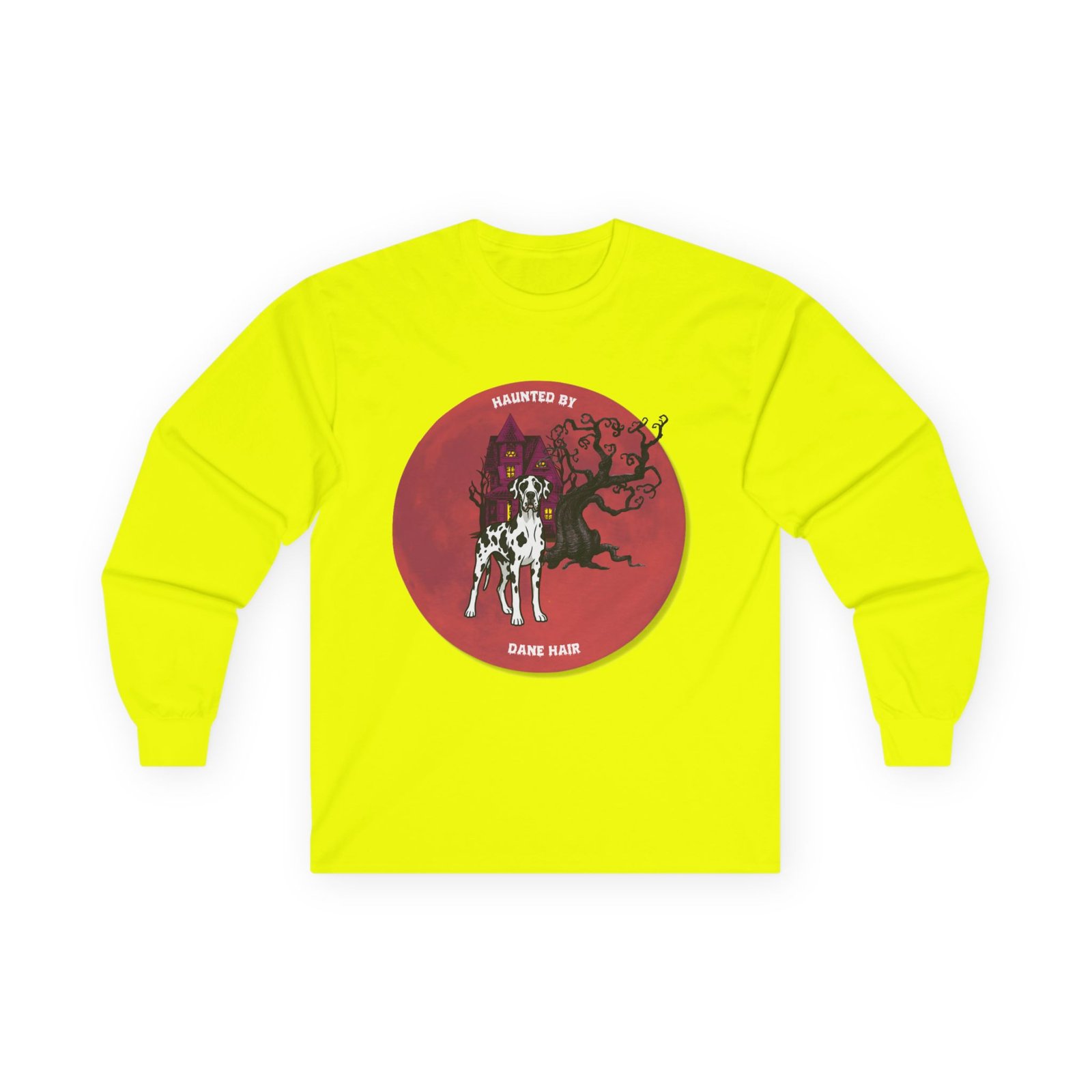 Harlequin Great Dane up to 5xl - Haunted by Dane Hair Unisex Long Sleeve Tee - Image 29
