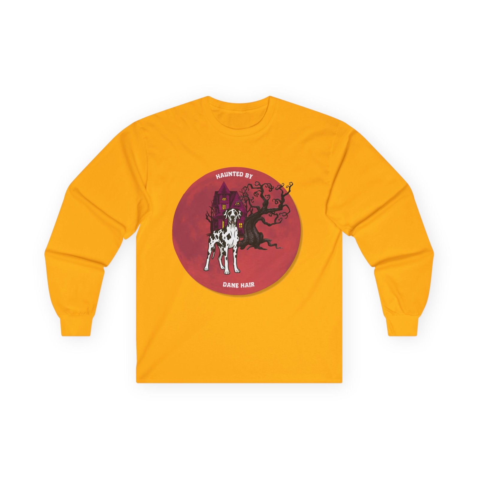 Harlequin Great Dane up to 5xl - Haunted by Dane Hair Unisex Long Sleeve Tee - Image 21