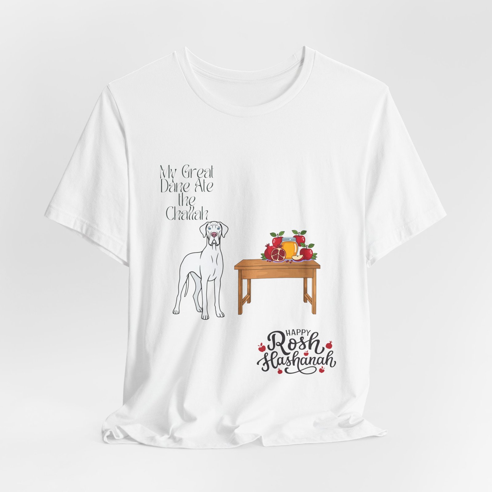 White Great Dane Rosh Hashanah Dog T-Shirt up to 5xl - Image 9
