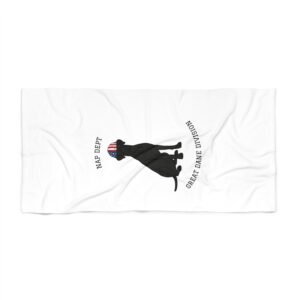 Black Great Dane Beach Towel —  'Nap Dept' & 'Great Dane Division' Labor Day