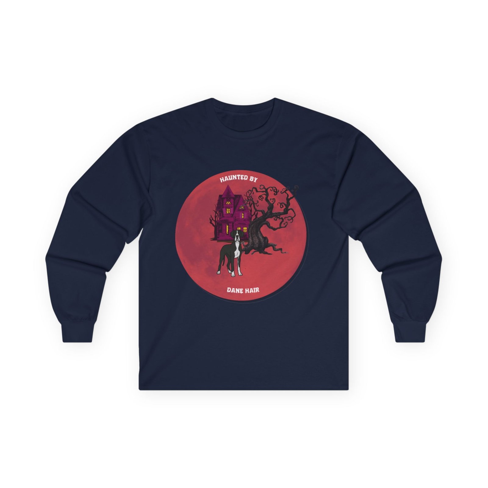 Mantle Great Dane up to 5xl - Haunted by Dane Hair Unisex Long Sleeve Tee - Image 53