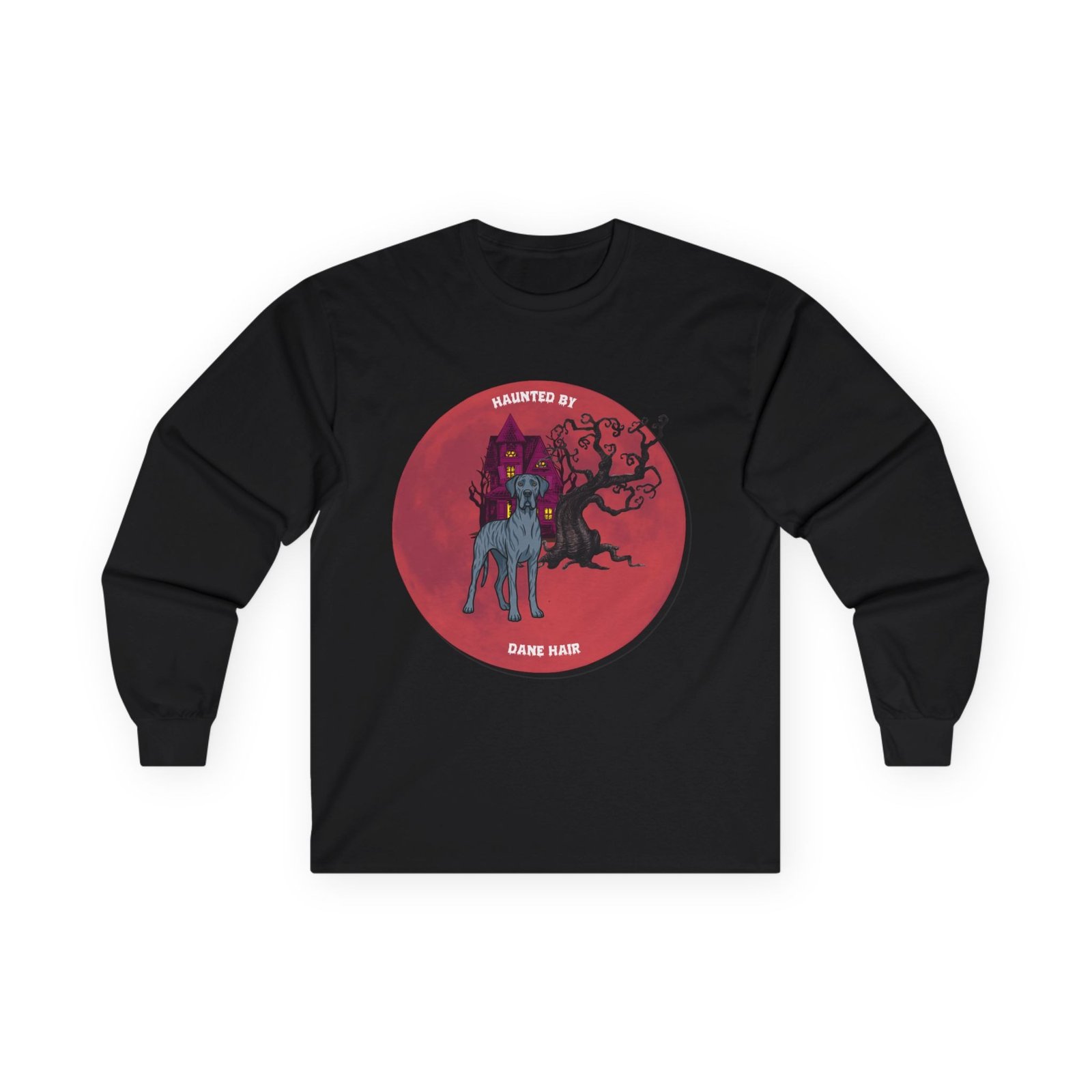 Blue Brindle Great Dane up to 5xl - Haunted by Dane Hair Unisex Long Sleeve Tee - Image 9