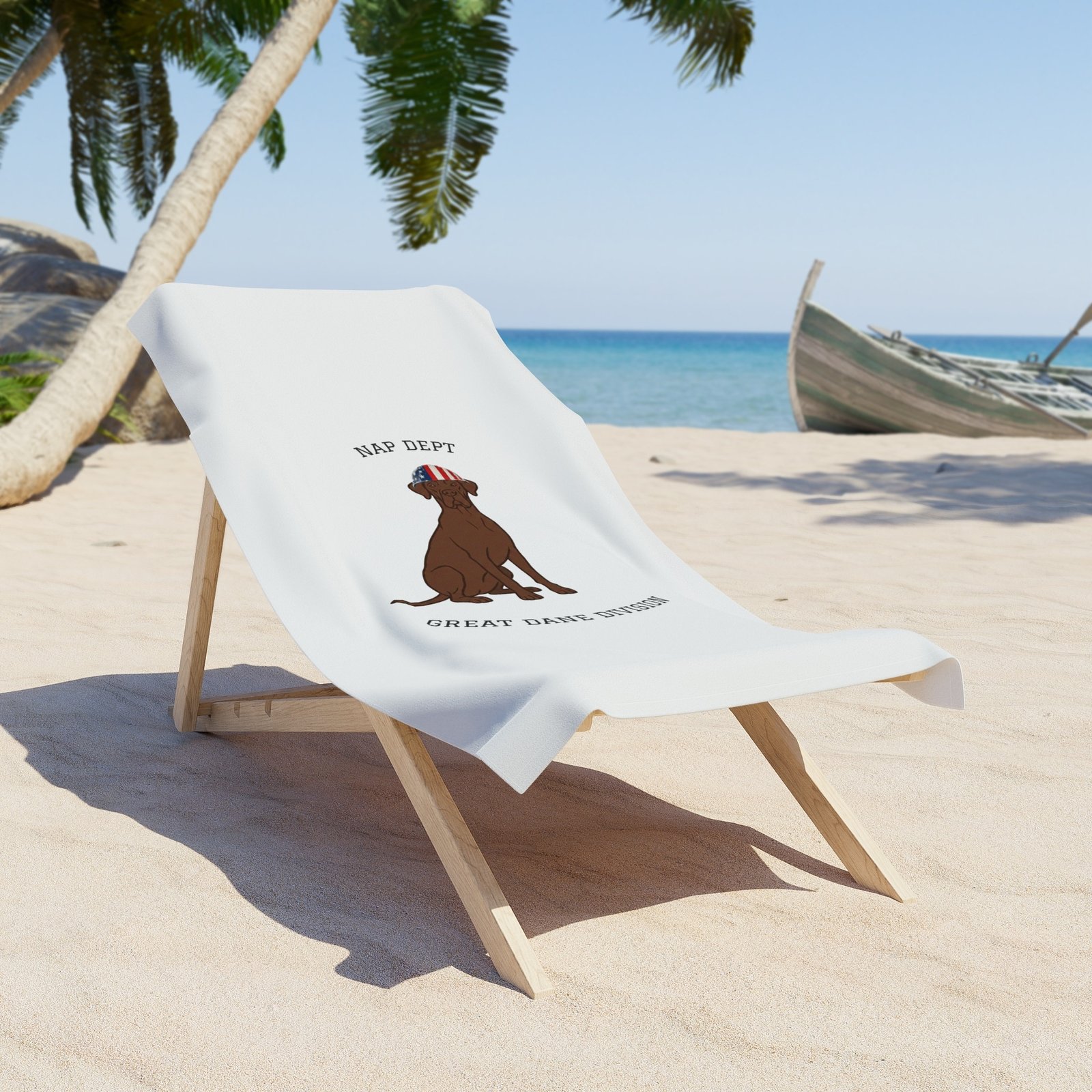 Chocolate Great Dane Beach Towel — 'Nap Dept' & 'Great Dane Division' Labor Day - Image 2