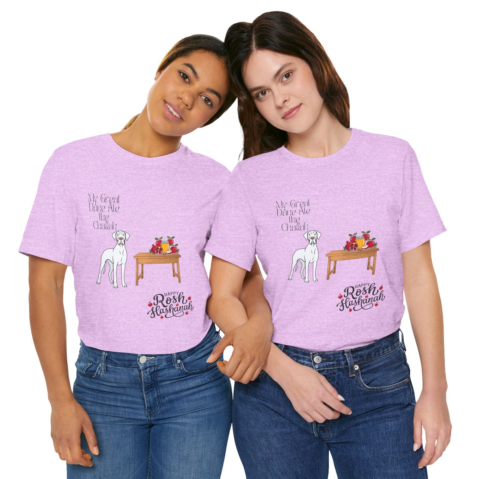 White Great Dane Rosh Hashanah Dog T-Shirt up to 5xl - Image 71