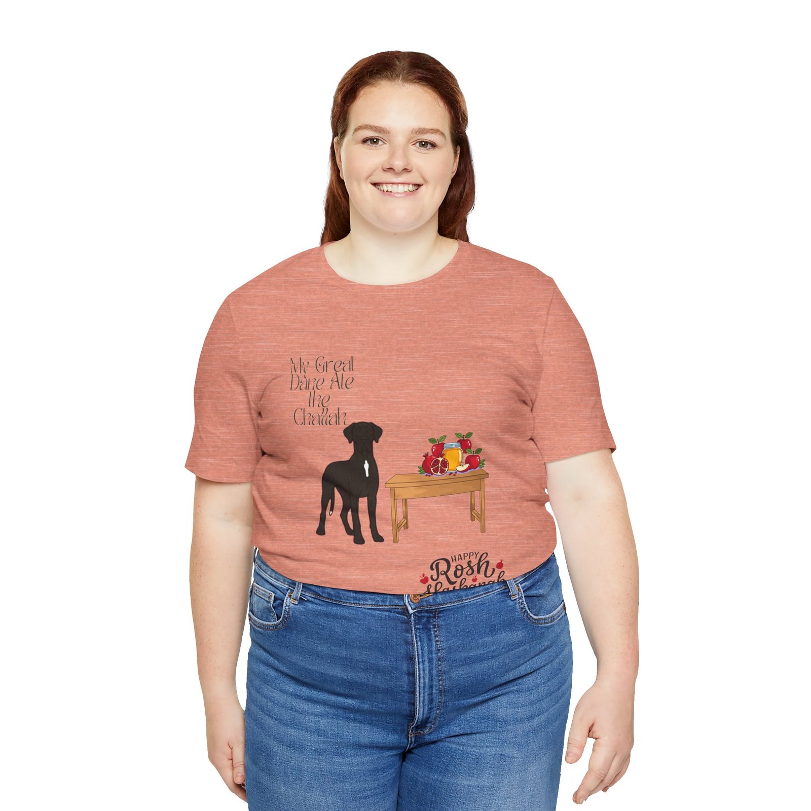 Black with white chest snip Great Dane Rosh Hashanah Dog T-Shirt up to 5xl - Image 10