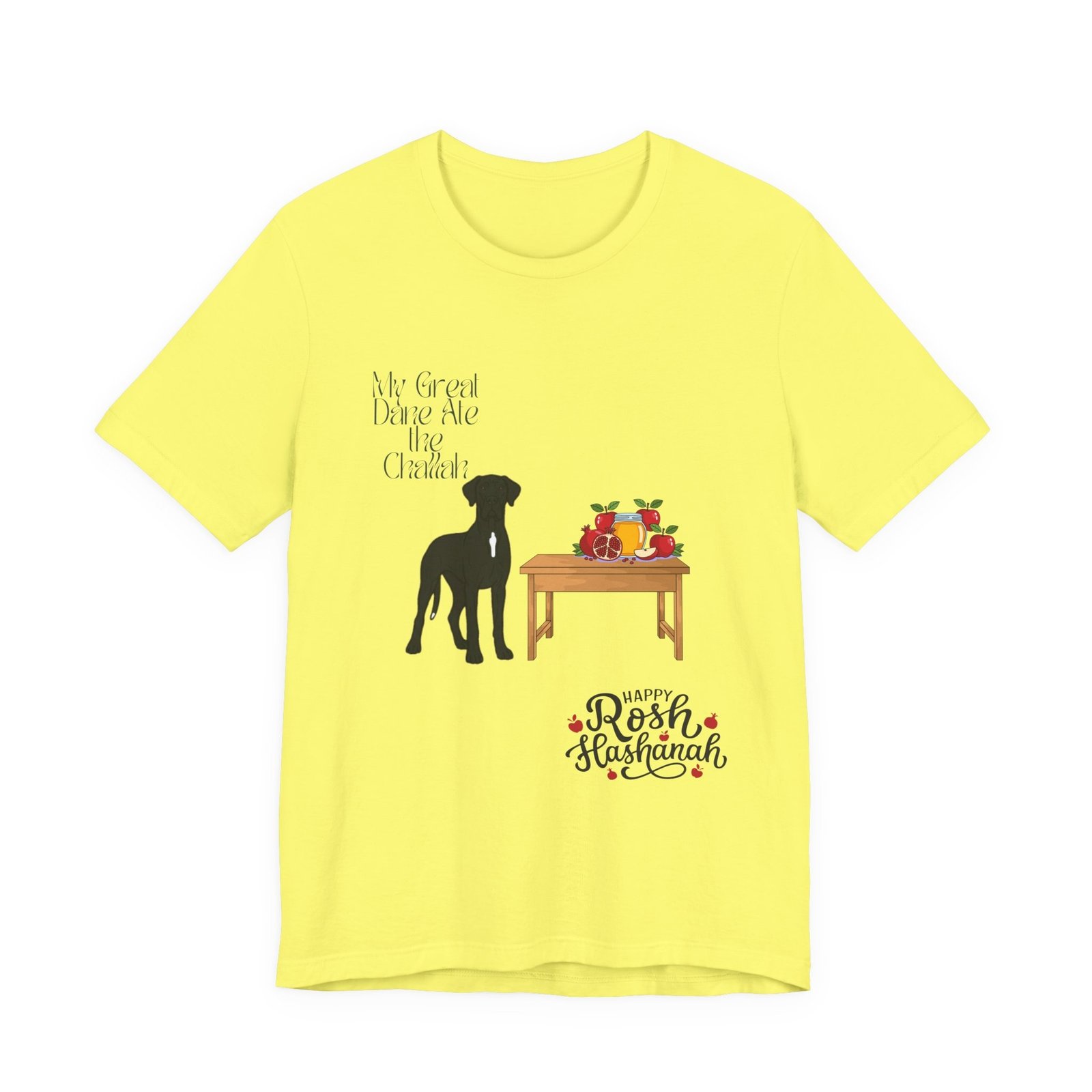 Black with white chest snip Great Dane Rosh Hashanah Dog T-Shirt up to 5xl - Image 21