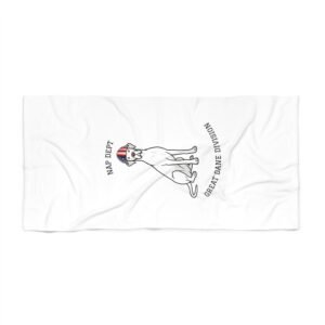 White Great Dane Beach Towel — 'Nap Dept' & 'Great Dane Division' Labor Day