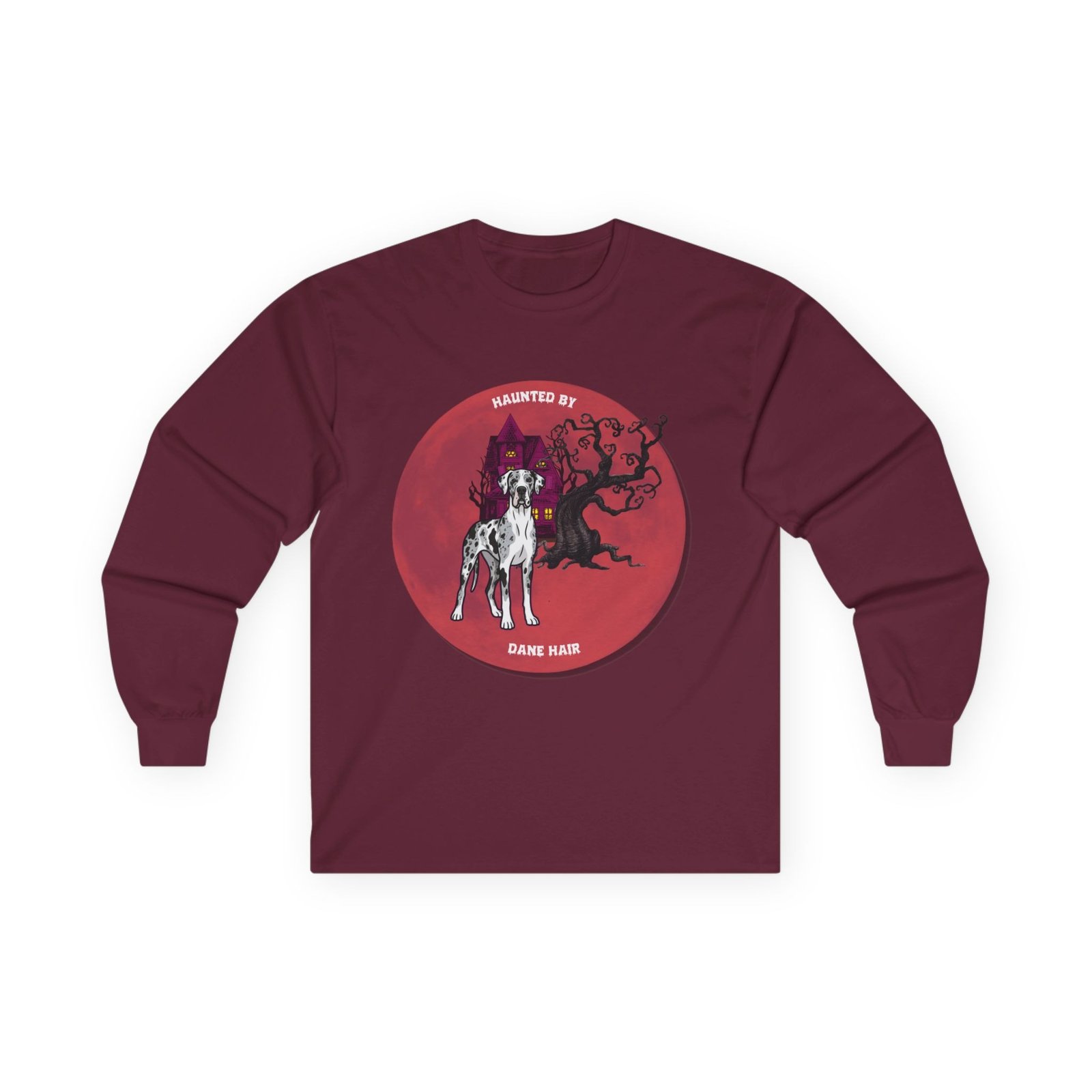 Merlequin with white chest Great Dane up to 5xl - Haunted by Dane Hair Unisex Long Sleeve Tee