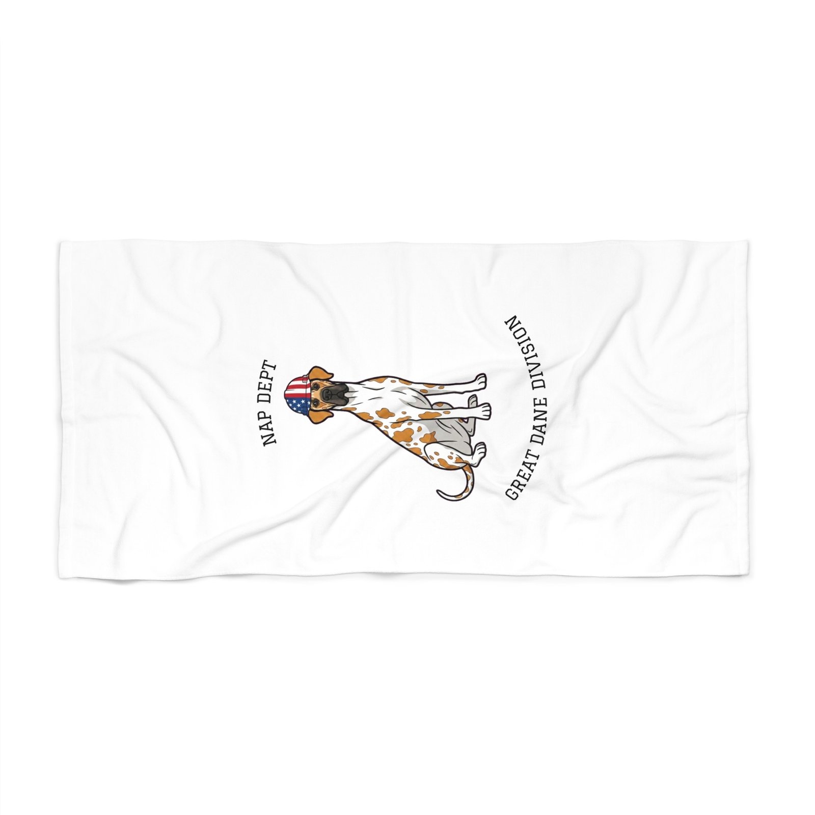Fawnequin Great Dane Beach Towel — 'Nap Dept' & 'Great Dane Division' Labor Day