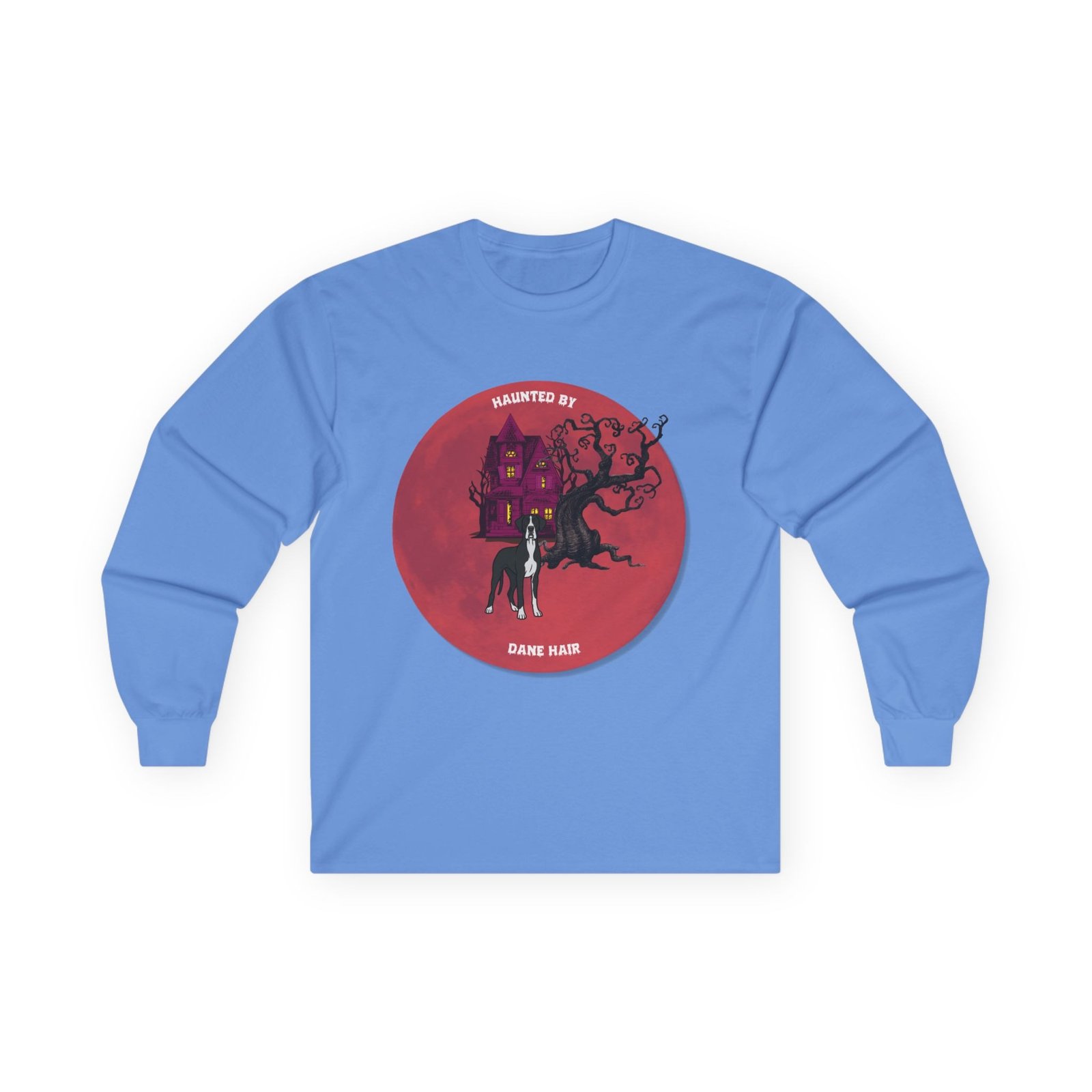 Mantle Great Dane up to 5xl - Haunted by Dane Hair Unisex Long Sleeve Tee - Image 45