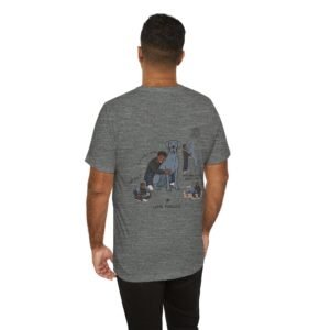African-American Man Blue Great Dane Illustrated Tee — "Men + Great Danes" Graphic T-Shirt