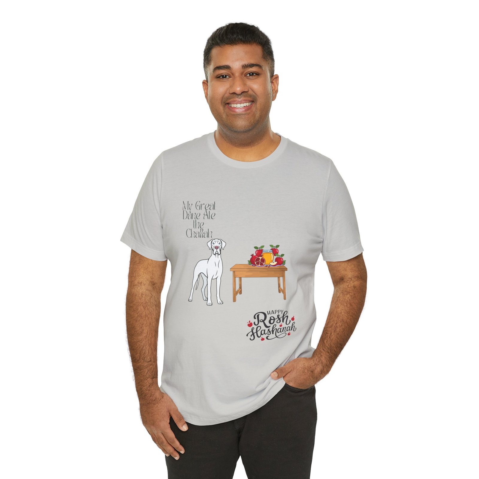 White Great Dane Rosh Hashanah Dog T-Shirt up to 5xl - Image 18