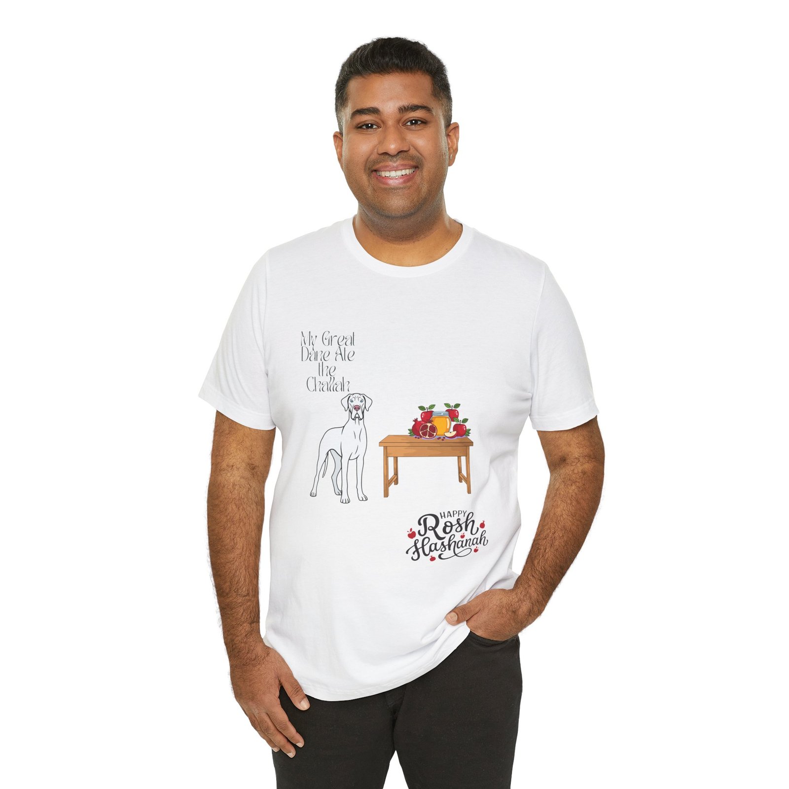 White Great Dane Rosh Hashanah Dog T-Shirt up to 5xl - Image 11