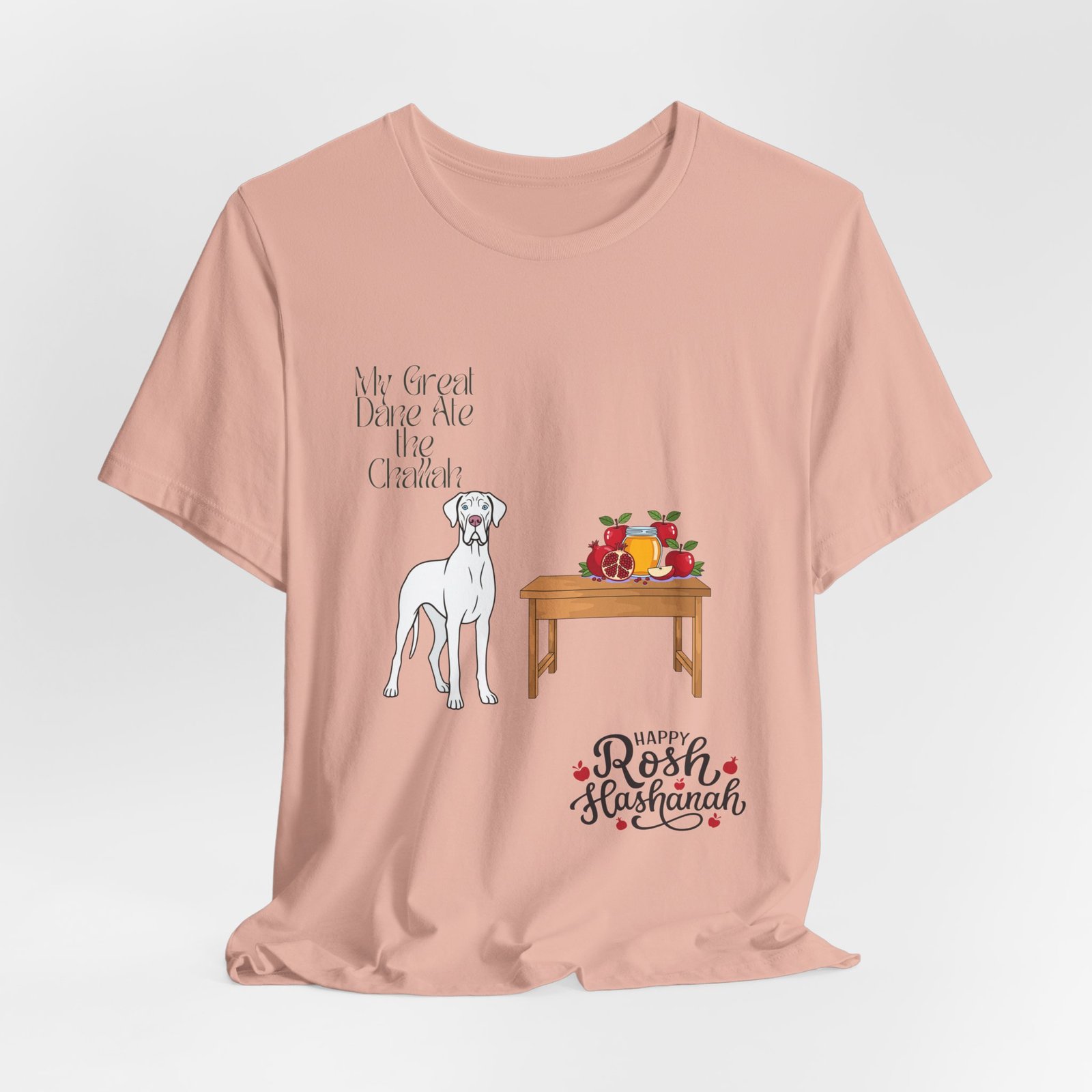 White Great Dane Rosh Hashanah Dog T-Shirt up to 5xl - Image 45