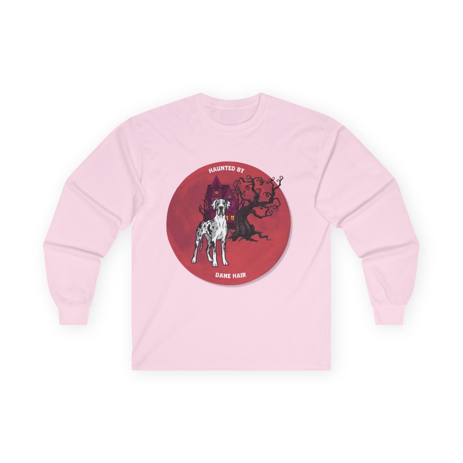 Merlequin with white chest Great Dane up to 5xl - Haunted by Dane Hair Unisex Long Sleeve Tee - Image 61