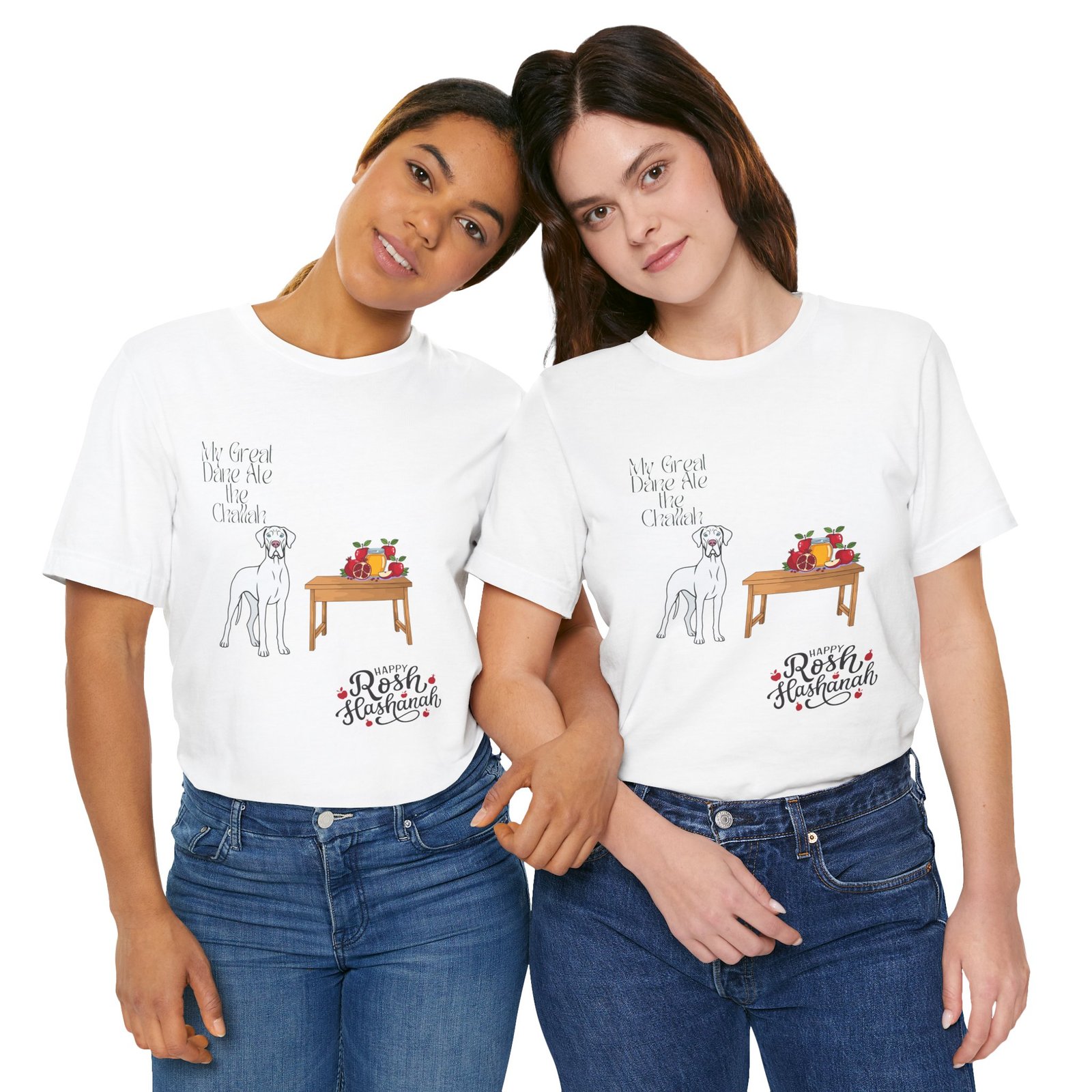 White Great Dane Rosh Hashanah Dog T-Shirt up to 5xl - Image 12
