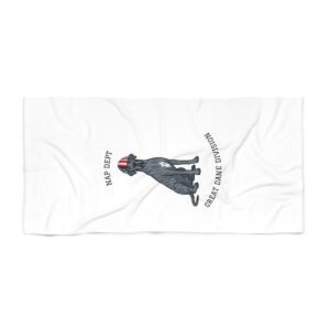 Blue Great Dane with white Chest Snip Beach Towel —  'Nap Dept' & 'Great Dane Division' Labor Day