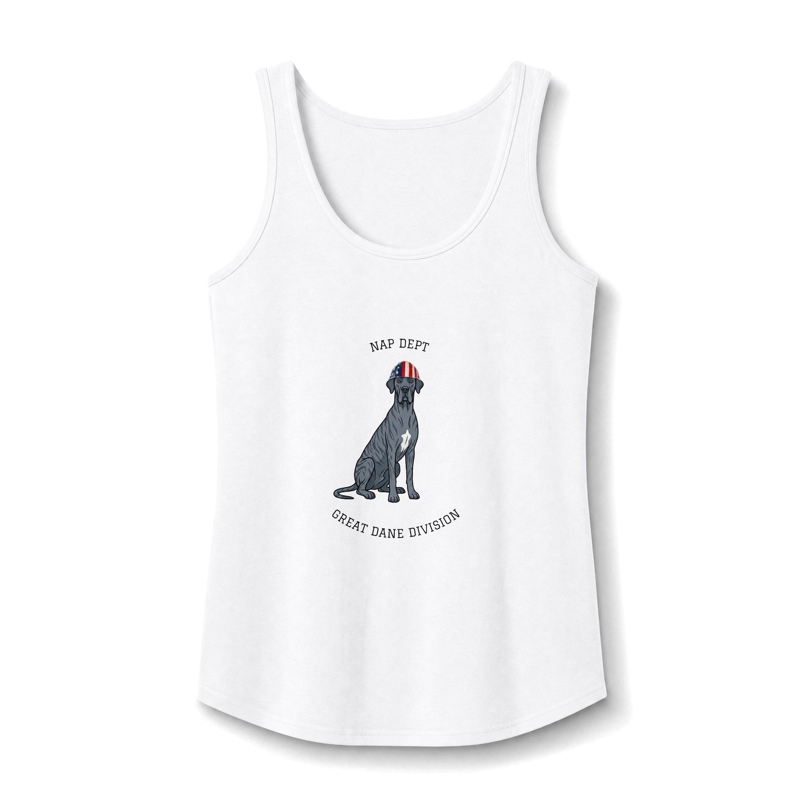 Blue Brindle with white chest blaze Great Dane Tank Top Up to 4xl — Labor Day Women’s Cotton Tank - Nap Dept. Great Dane Division