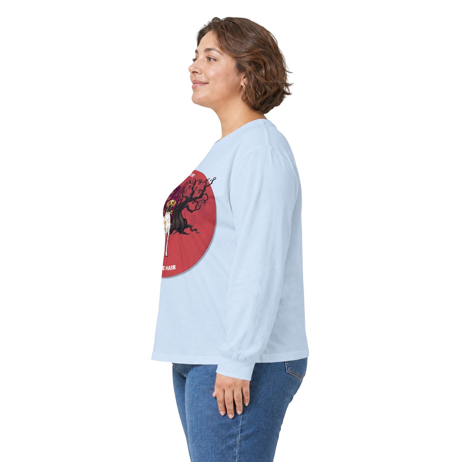 Fawnequin Great Dane up to 5xl - Haunted by Dane Hair Unisex Long Sleeve Tee - Image 48