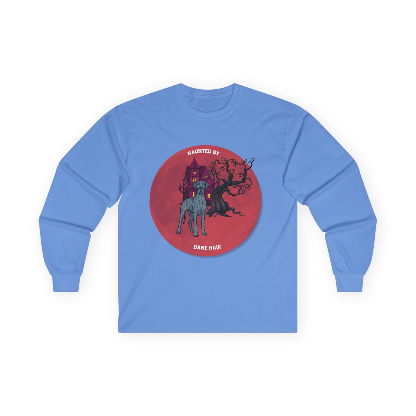 Blue Brindle Great Dane up to 5xl - Haunted by Dane Hair Unisex Long Sleeve Tee - Image 45