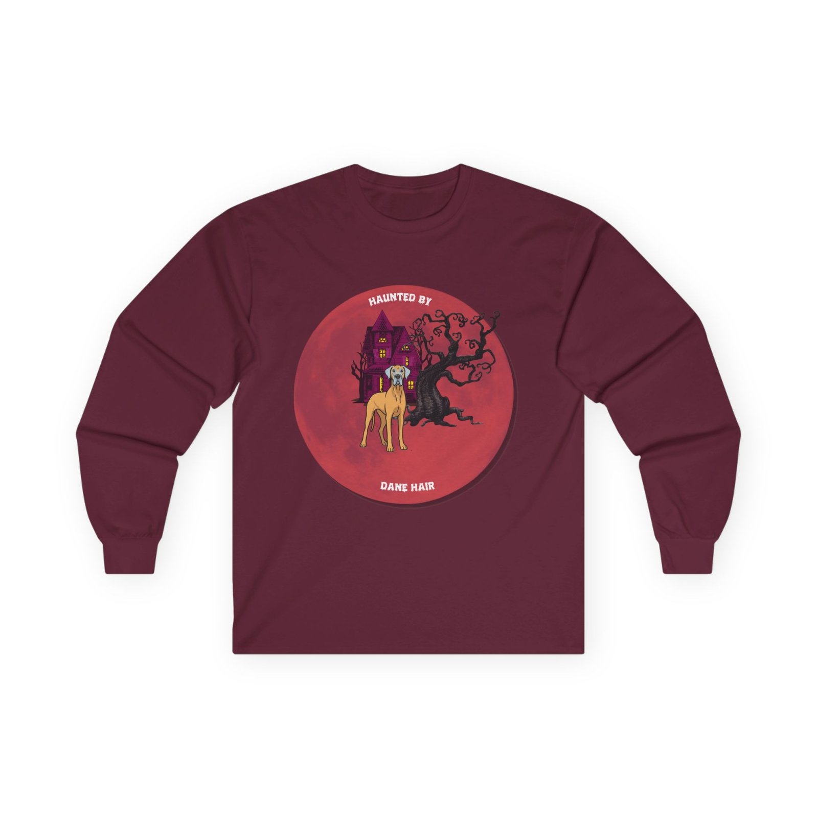 Blue Fawn Great Dane up to 5xl - Haunted by Dane Hair Unisex Long Sleeve Tee