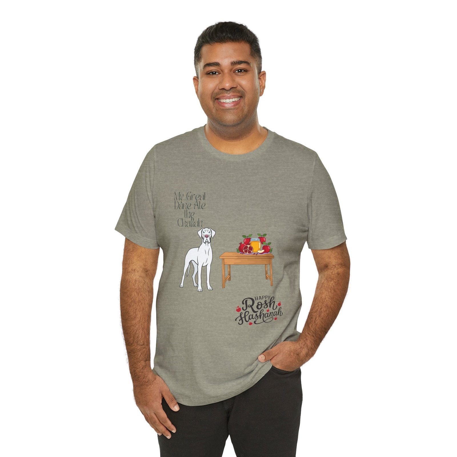 White Great Dane Rosh Hashanah Dog T-Shirt up to 5xl - Image 25