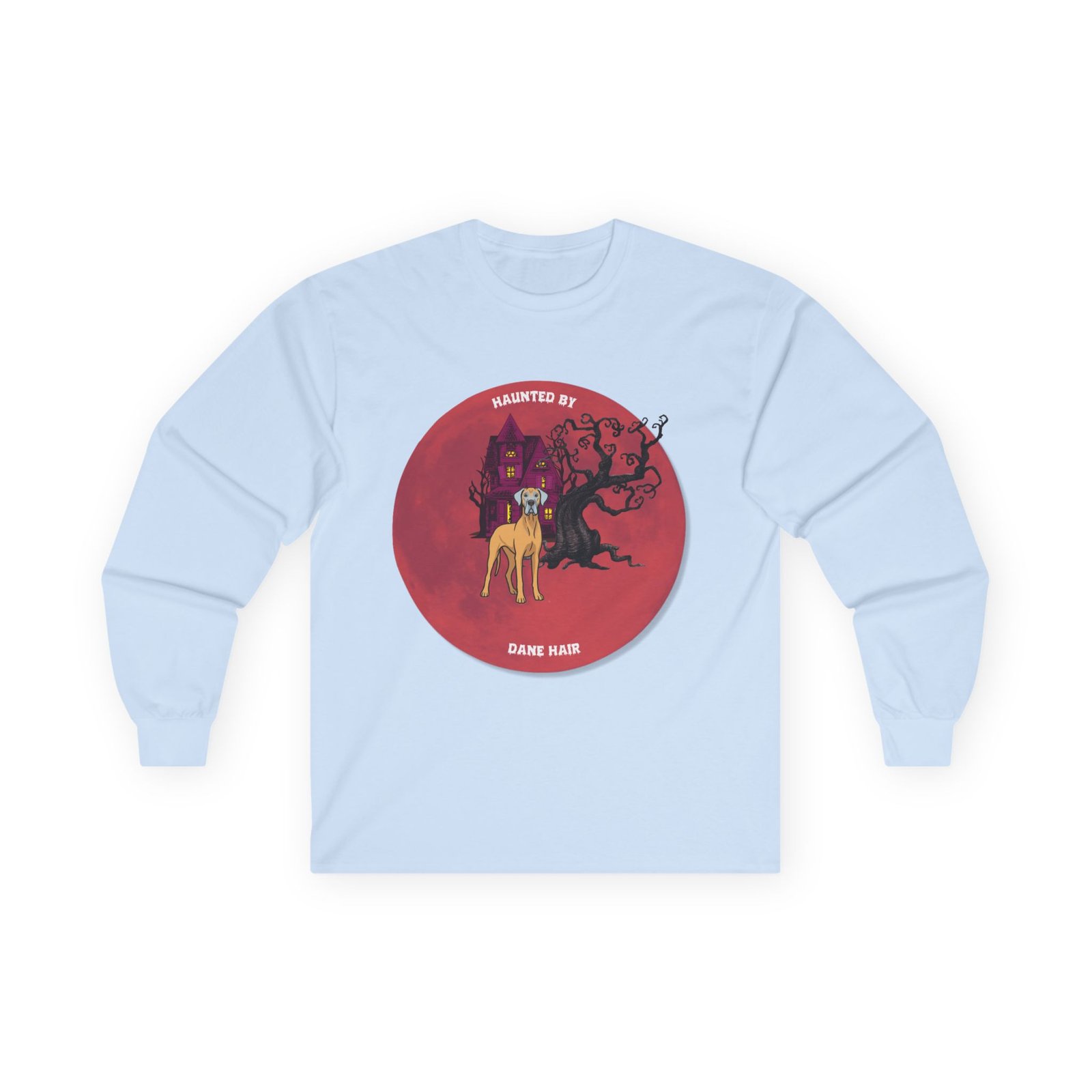 Blue Fawn Great Dane up to 5xl - Haunted by Dane Hair Unisex Long Sleeve Tee - Image 41