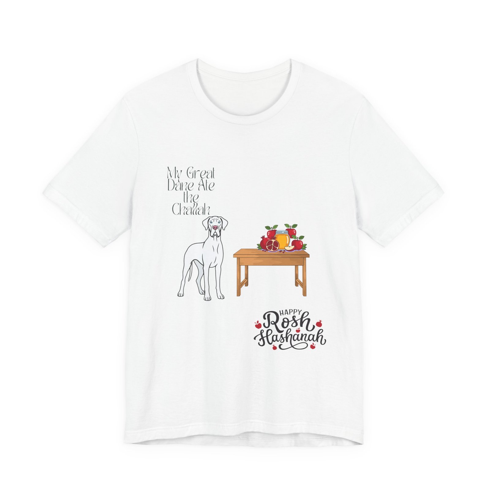 White Great Dane Rosh Hashanah Dog T-Shirt up to 5xl - Image 6
