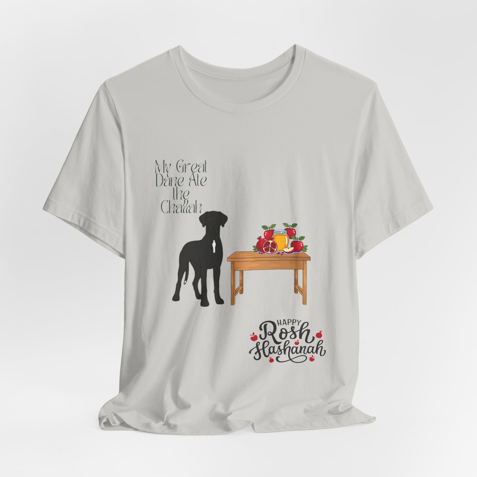 Black with white chest snip Great Dane Rosh Hashanah Dog T-Shirt up to 5xl - Image 14