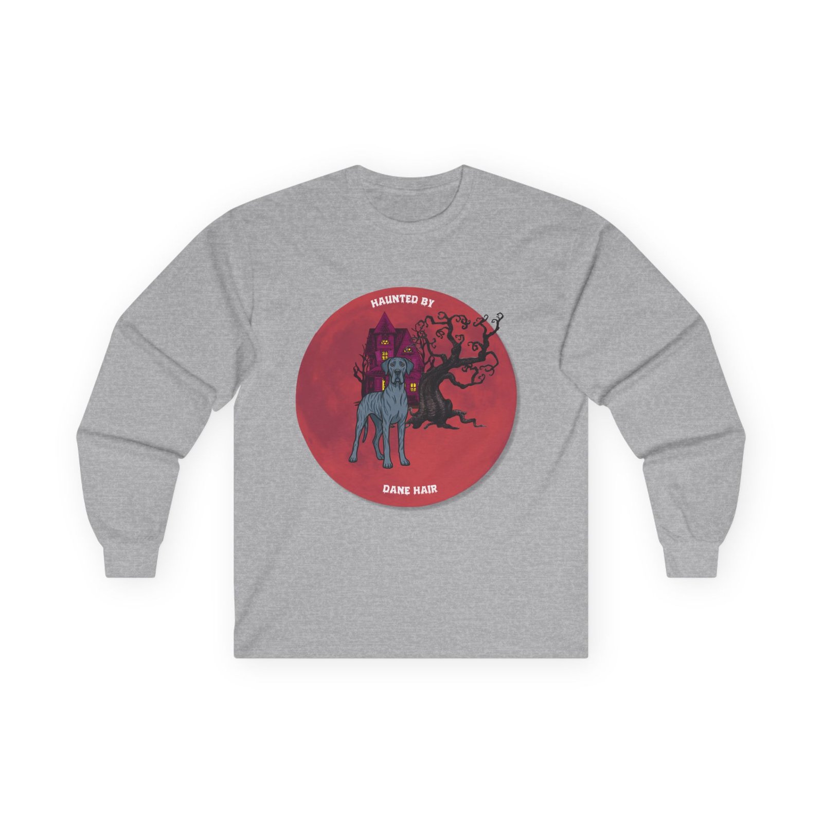 Blue Brindle Great Dane up to 5xl - Haunted by Dane Hair Unisex Long Sleeve Tee - Image 13