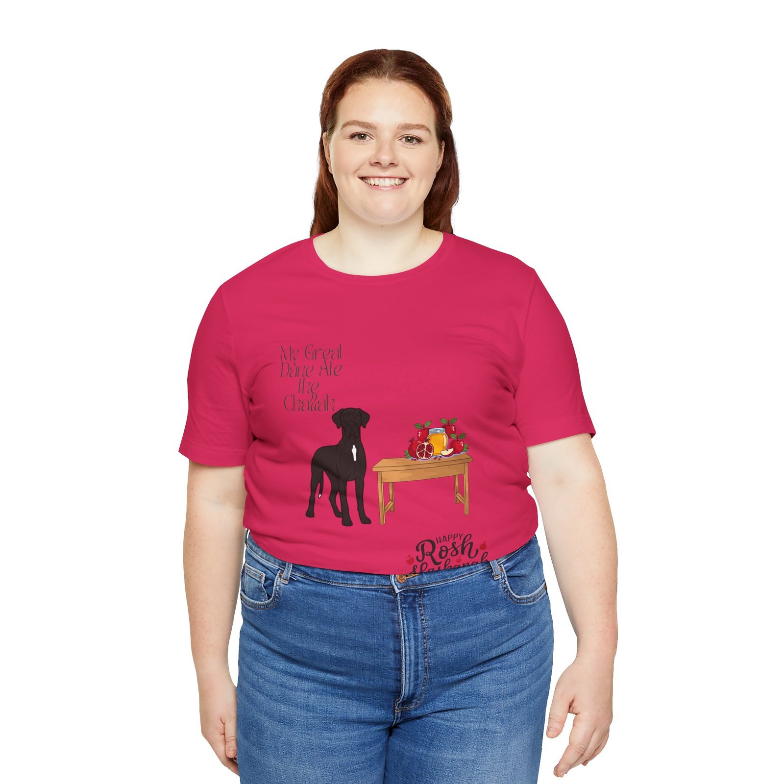 Black with white chest snip Great Dane Rosh Hashanah Dog T-Shirt up to 5xl - Image 65