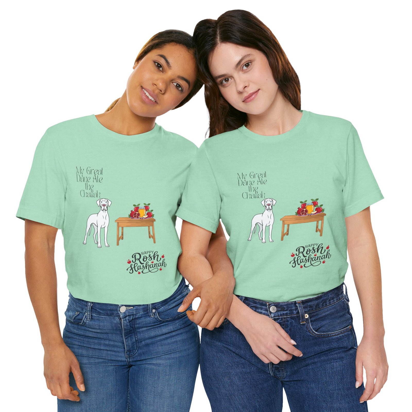 White Great Dane Rosh Hashanah Dog T-Shirt up to 5xl - Image 56