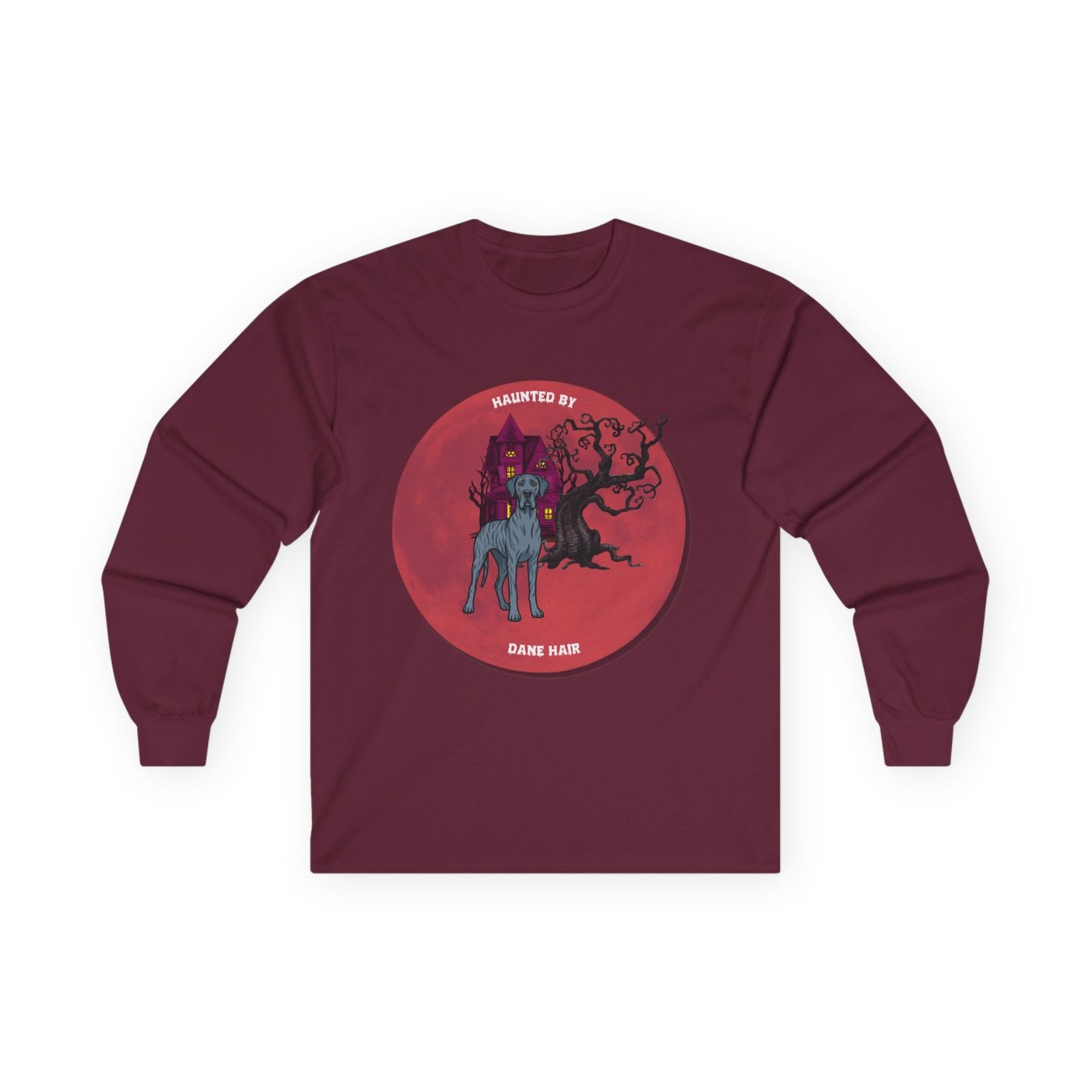Blue Brindle Great Dane up to 5xl - Haunted by Dane Hair Unisex Long Sleeve Tee - Image 17