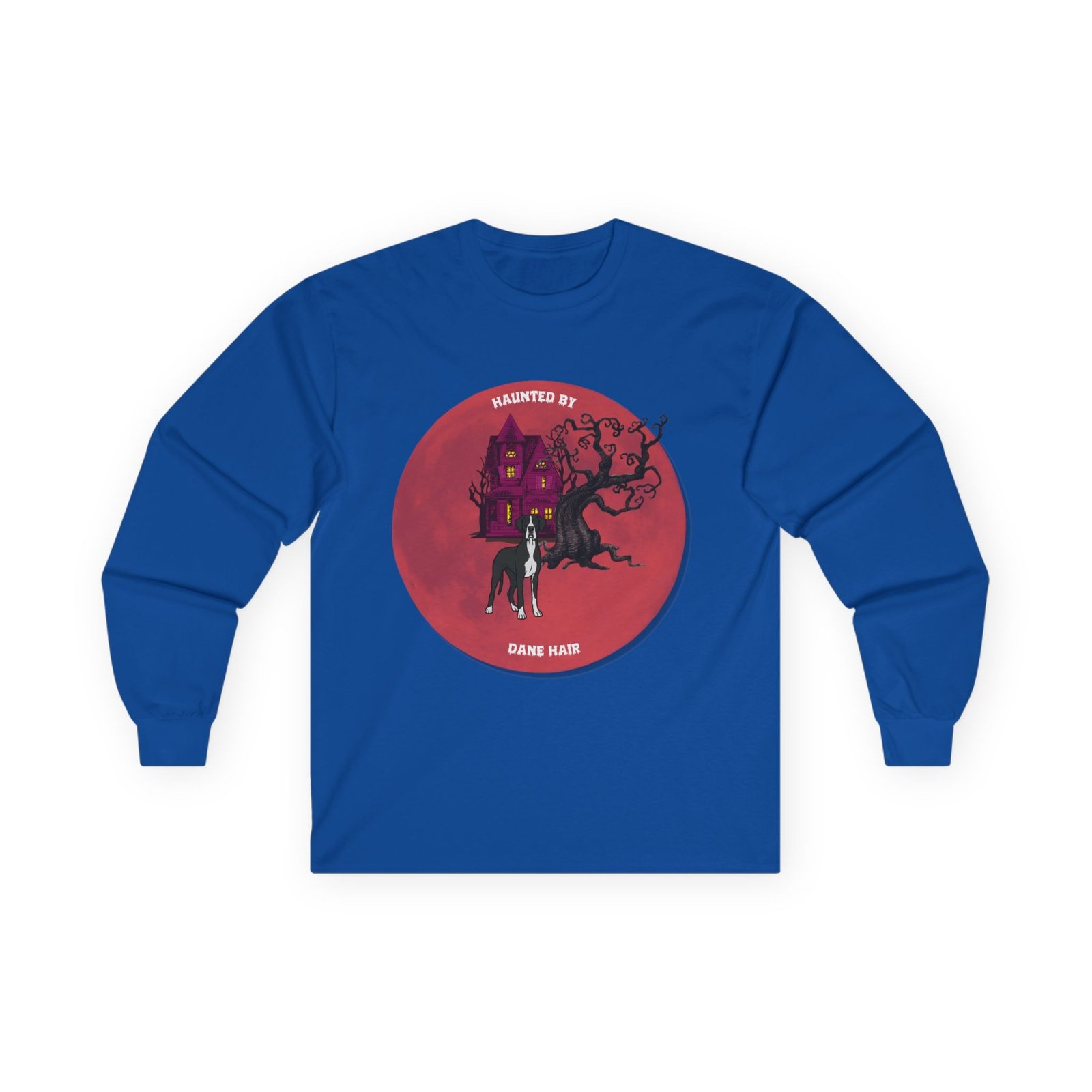 Mantle Great Dane up to 5xl - Haunted by Dane Hair Unisex Long Sleeve Tee - Image 49