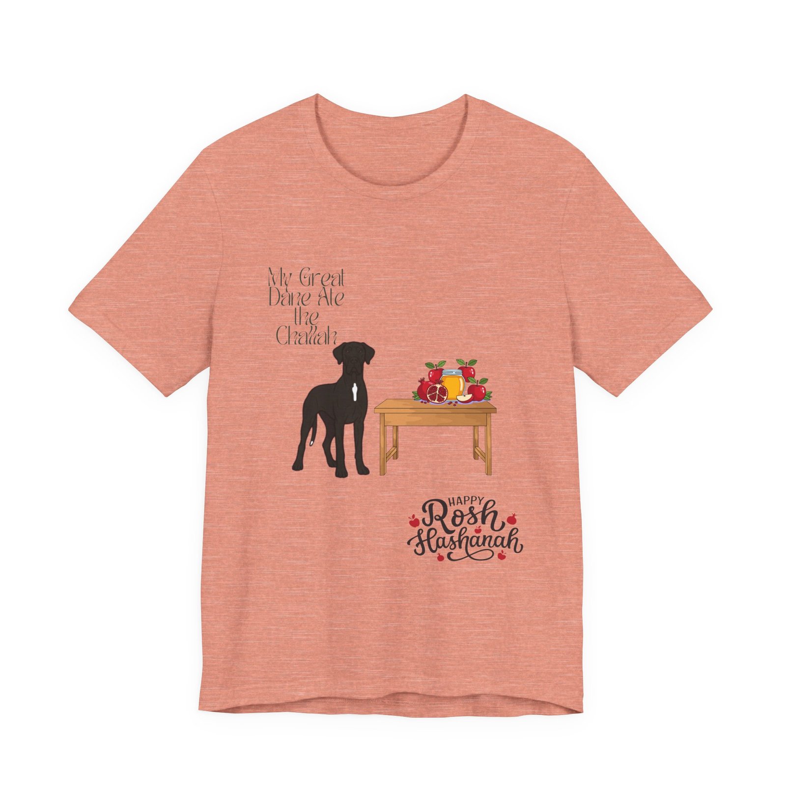 Black with white chest snip Great Dane Rosh Hashanah Dog T-Shirt up to 5xl - Image 6