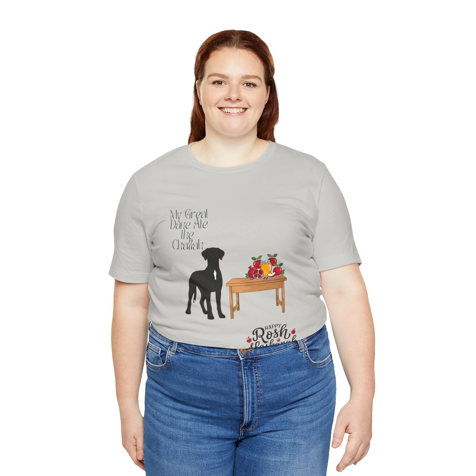 Black with white chest snip Great Dane Rosh Hashanah Dog T-Shirt up to 5xl - Image 15