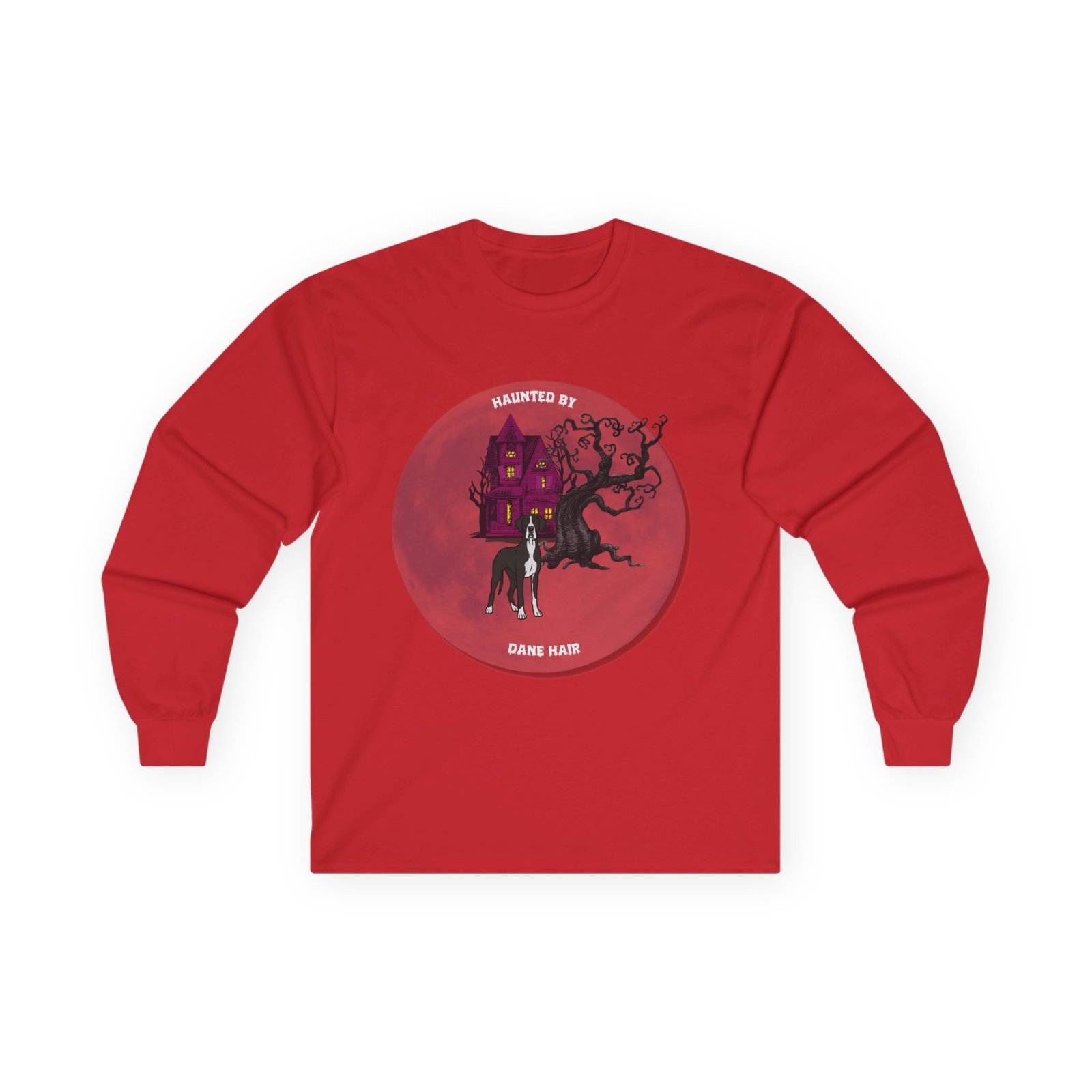 Mantle Great Dane up to 5xl - Haunted by Dane Hair Unisex Long Sleeve Tee - Image 65
