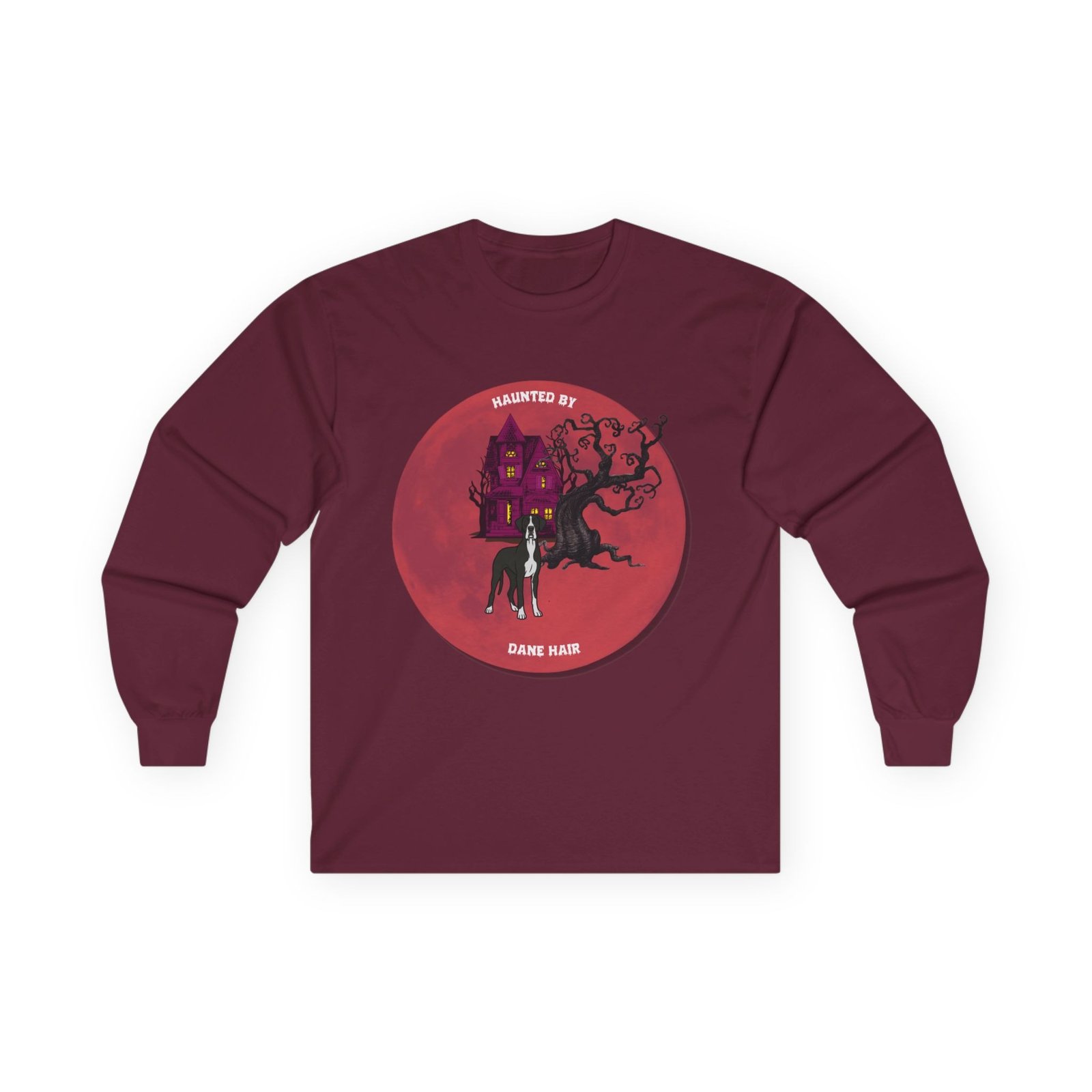 Mantle Great Dane up to 5xl - Haunted by Dane Hair Unisex Long Sleeve Tee - Image 5