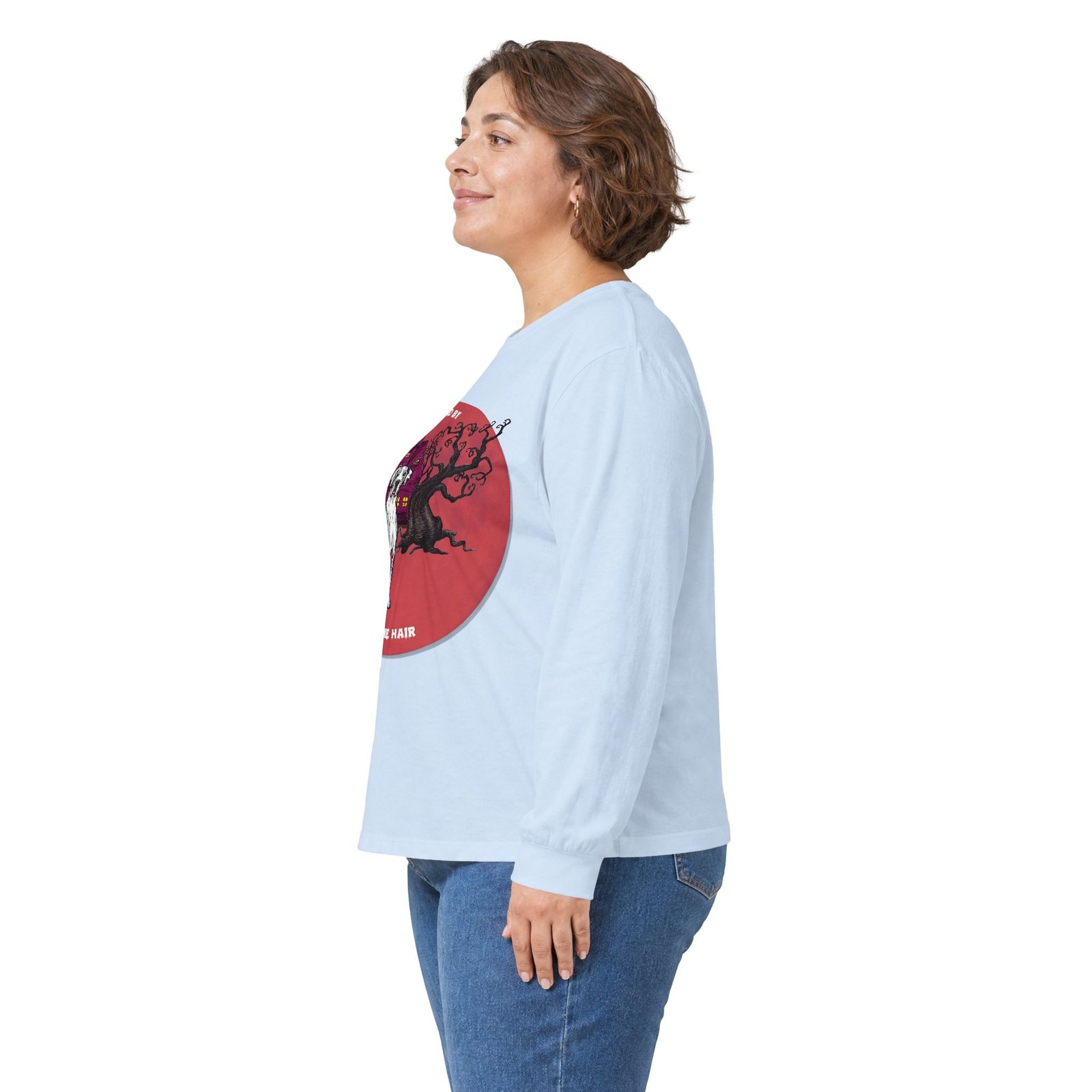 Merlequin with white chest Great Dane up to 5xl - Haunted by Dane Hair Unisex Long Sleeve Tee - Image 44