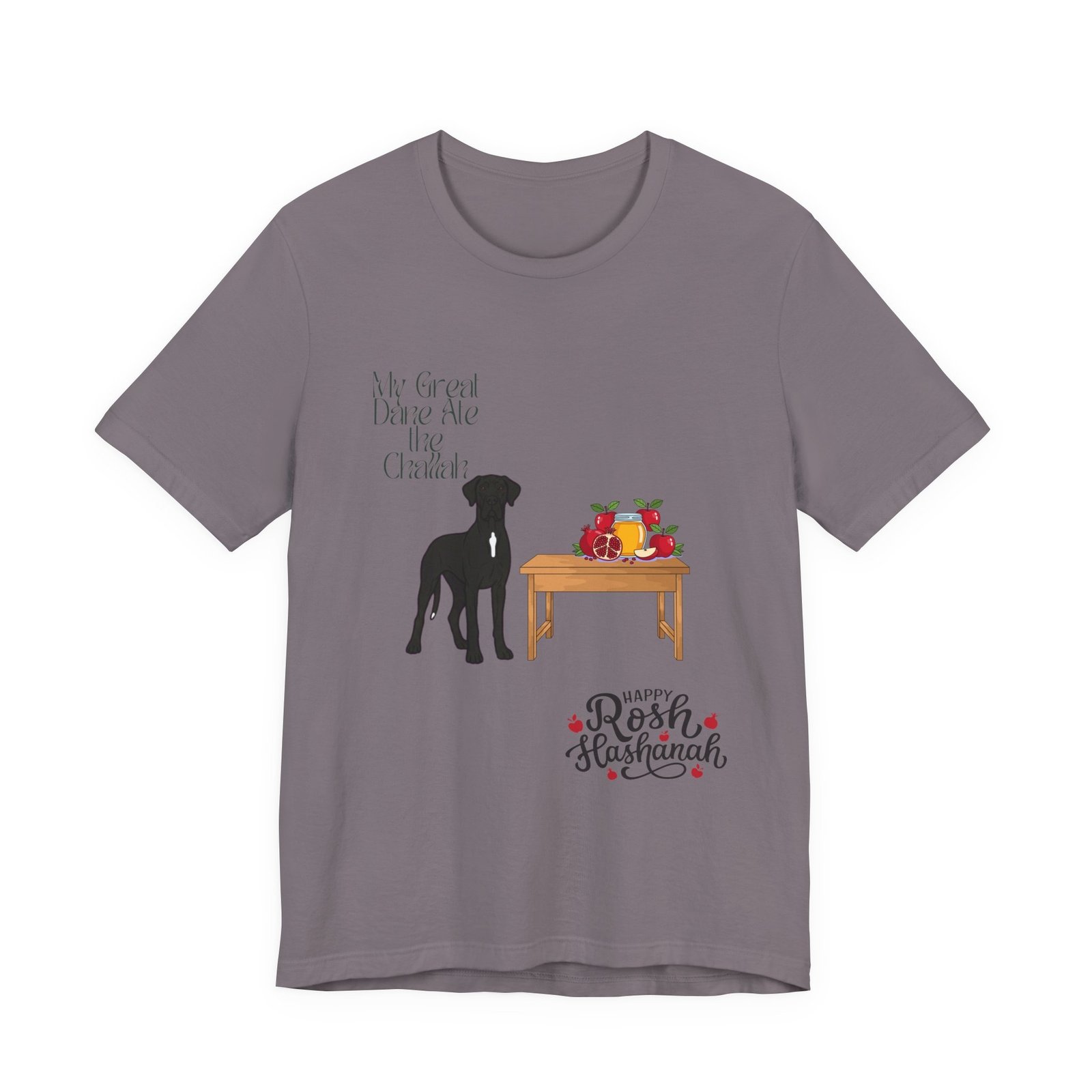 Black with white chest snip Great Dane Rosh Hashanah Dog T-Shirt up to 5xl - Image 56