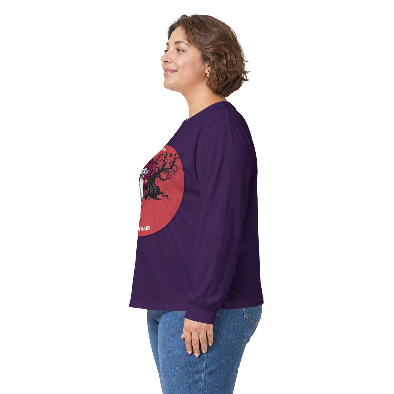 Merlequin with white chest Great Dane up to 5xl - Haunted by Dane Hair Unisex Long Sleeve Tee - Image 60